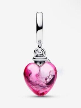 ✅NWT Pandora Authentic Pandora Love Potion Murano Glass Heart Dangle Charm